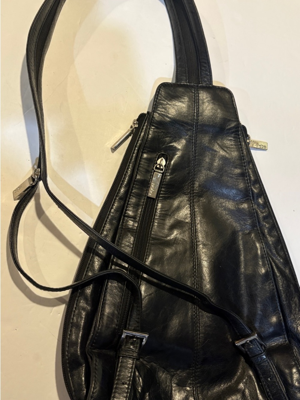 HOBO Black Leather Backpack Slouchy Vintage Style. - Picture 6 of 8